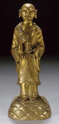 Qianlong A gilt bronze model of a monk
